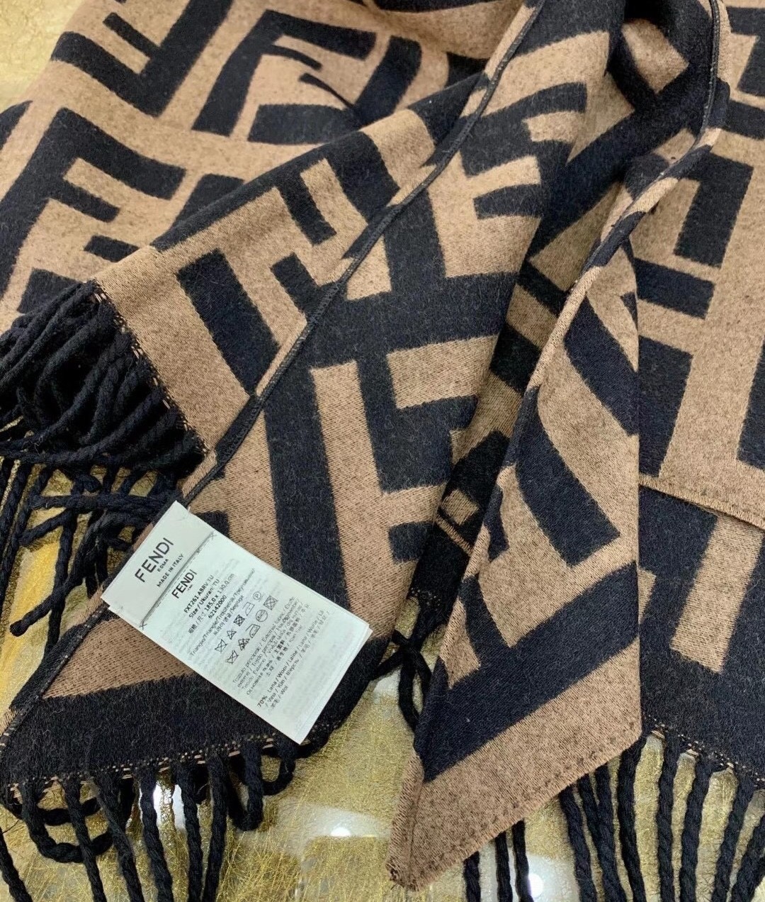 F**di brown ff triangle shawl
