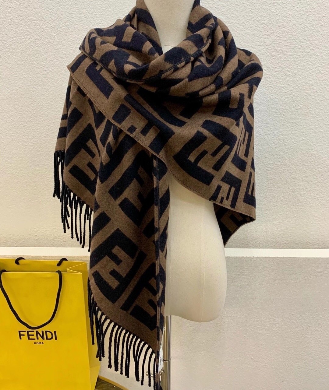F**di brown ff triangle shawl