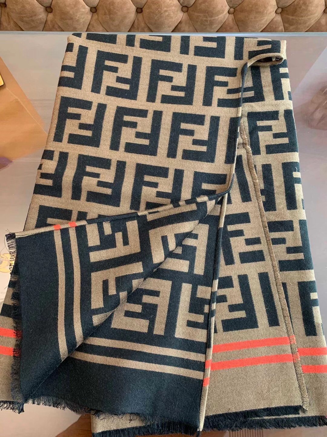F**di brown large enveloping ff poncho