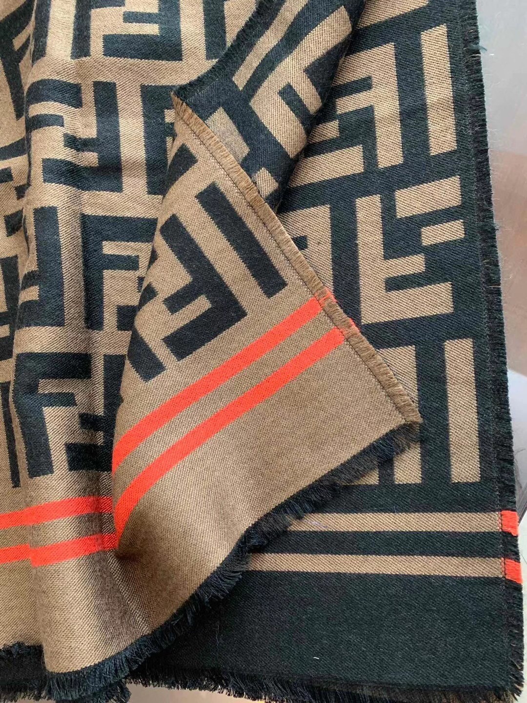 F**di brown large enveloping ff poncho