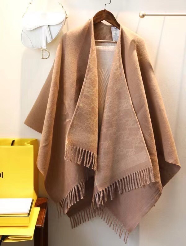 F**di karl poncho in beige wool and cashmere