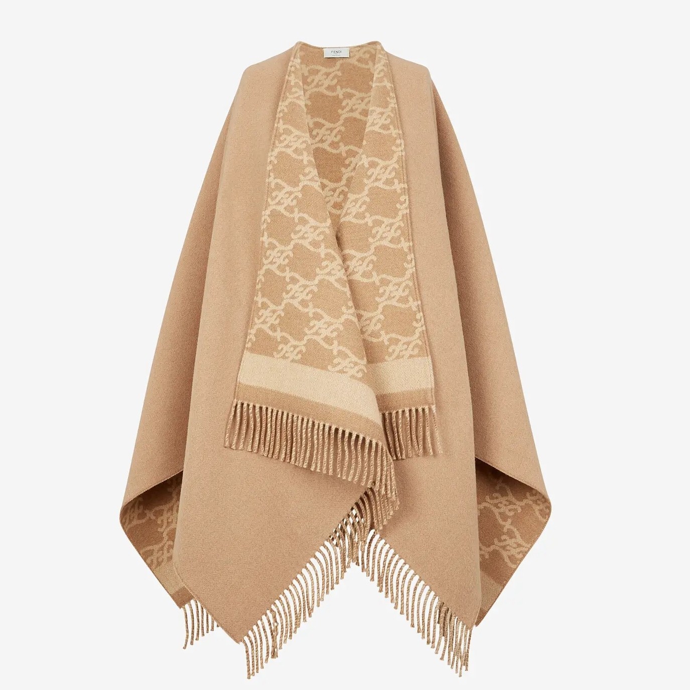 F**di karl poncho in beige wool and cashmere