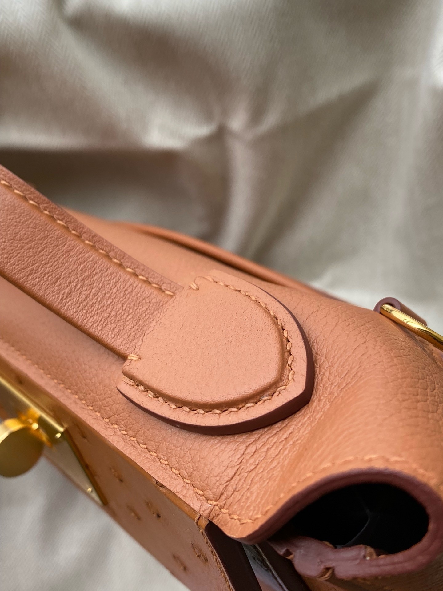 H**mes 24/24 mini 21 touch bag in gold evercolor and ostrich leather