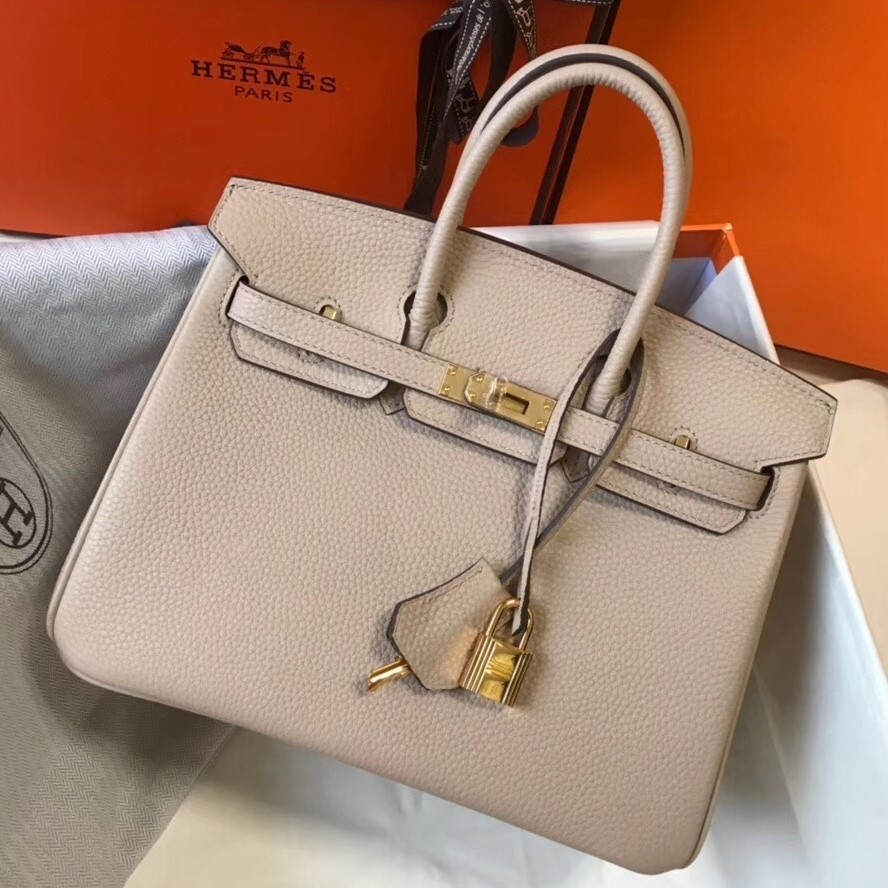 H**mes birkin 25cm bag in argile clemence leather