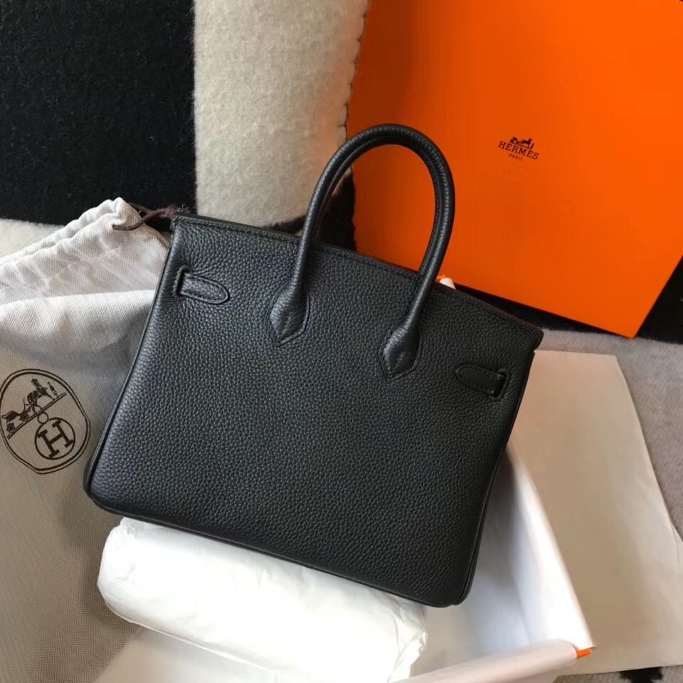 H**mes birkin 25cm bag in black clemence leather