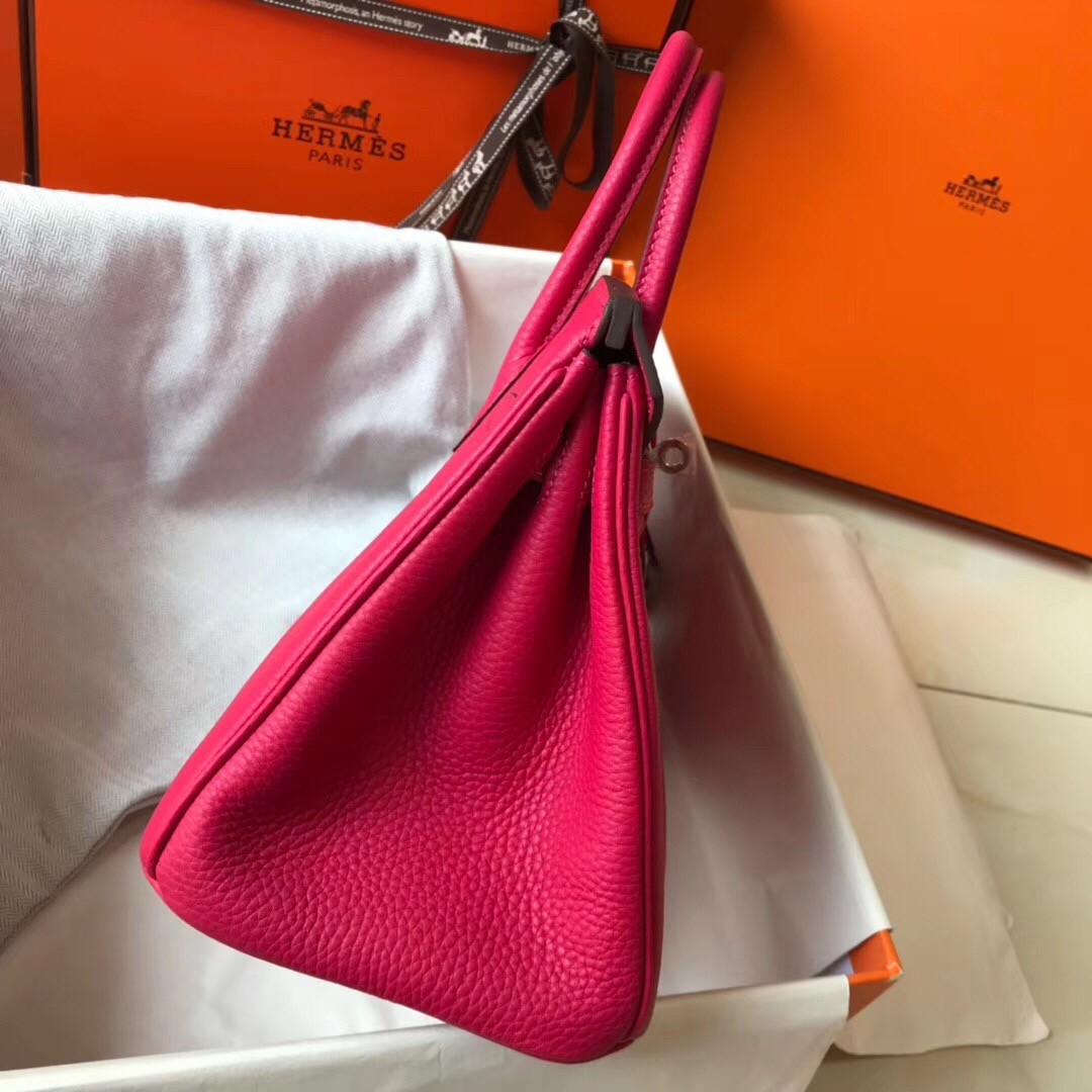 H**mes birkin 25cm bag in rose red clemence leather