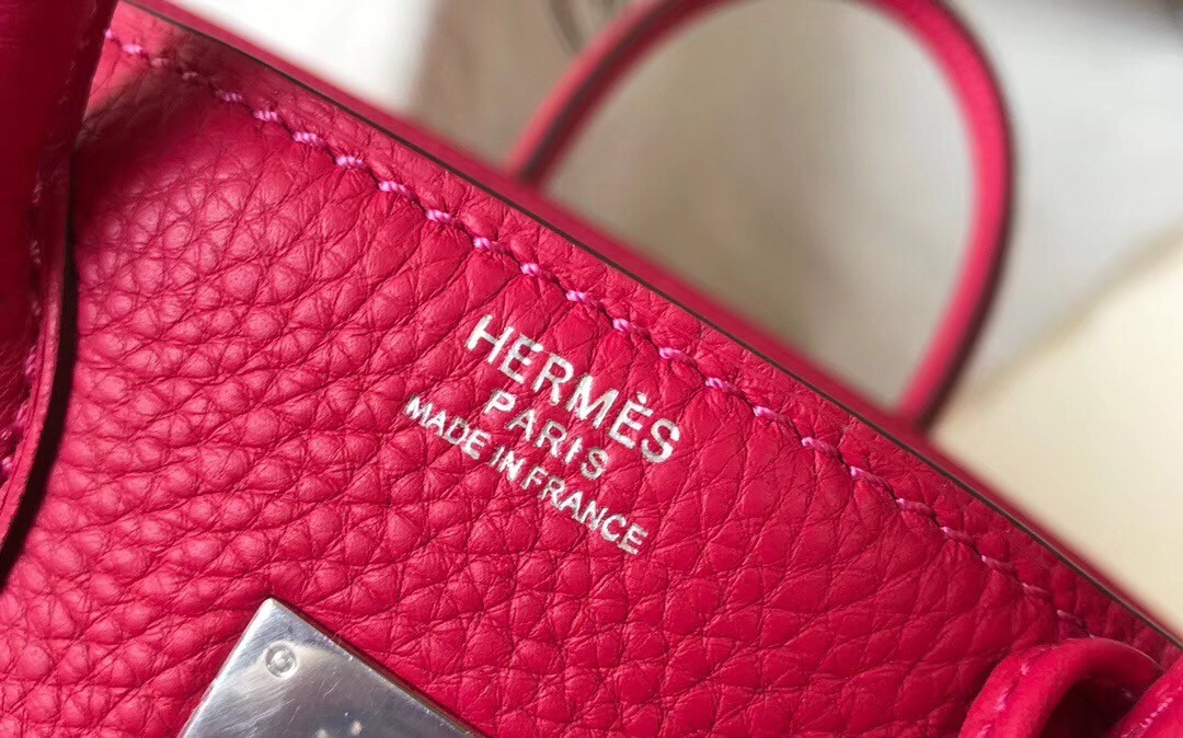 H**mes birkin 25cm bag in rose red clemence leather