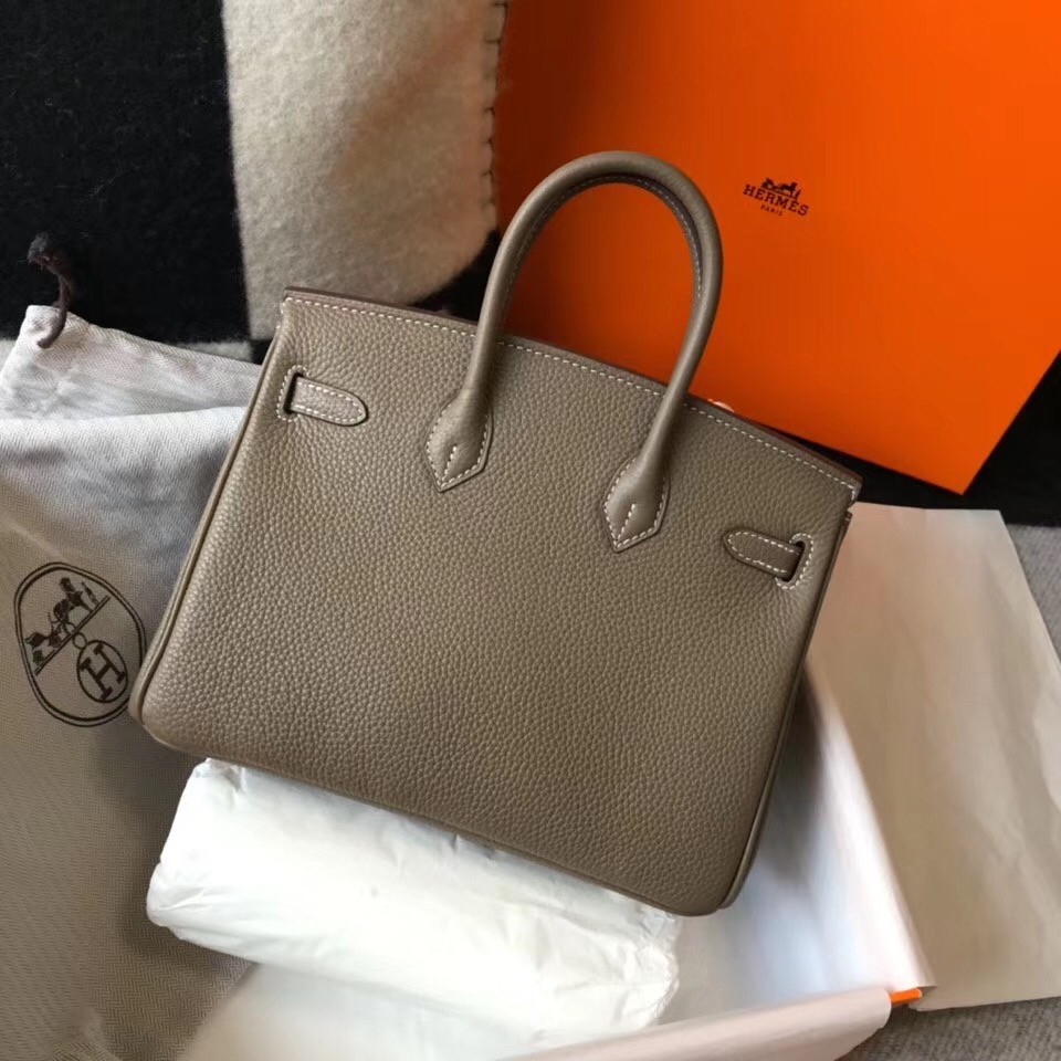 H**mes birkin 25cm bag in taupe clemence leather