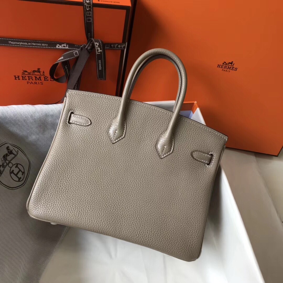 H**mes birkin 25cm bag in tourterelle clemence leather