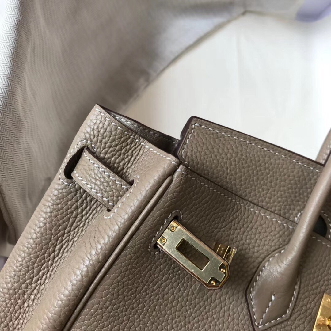 H**mes birkin 25cm bag in tourterelle clemence leather