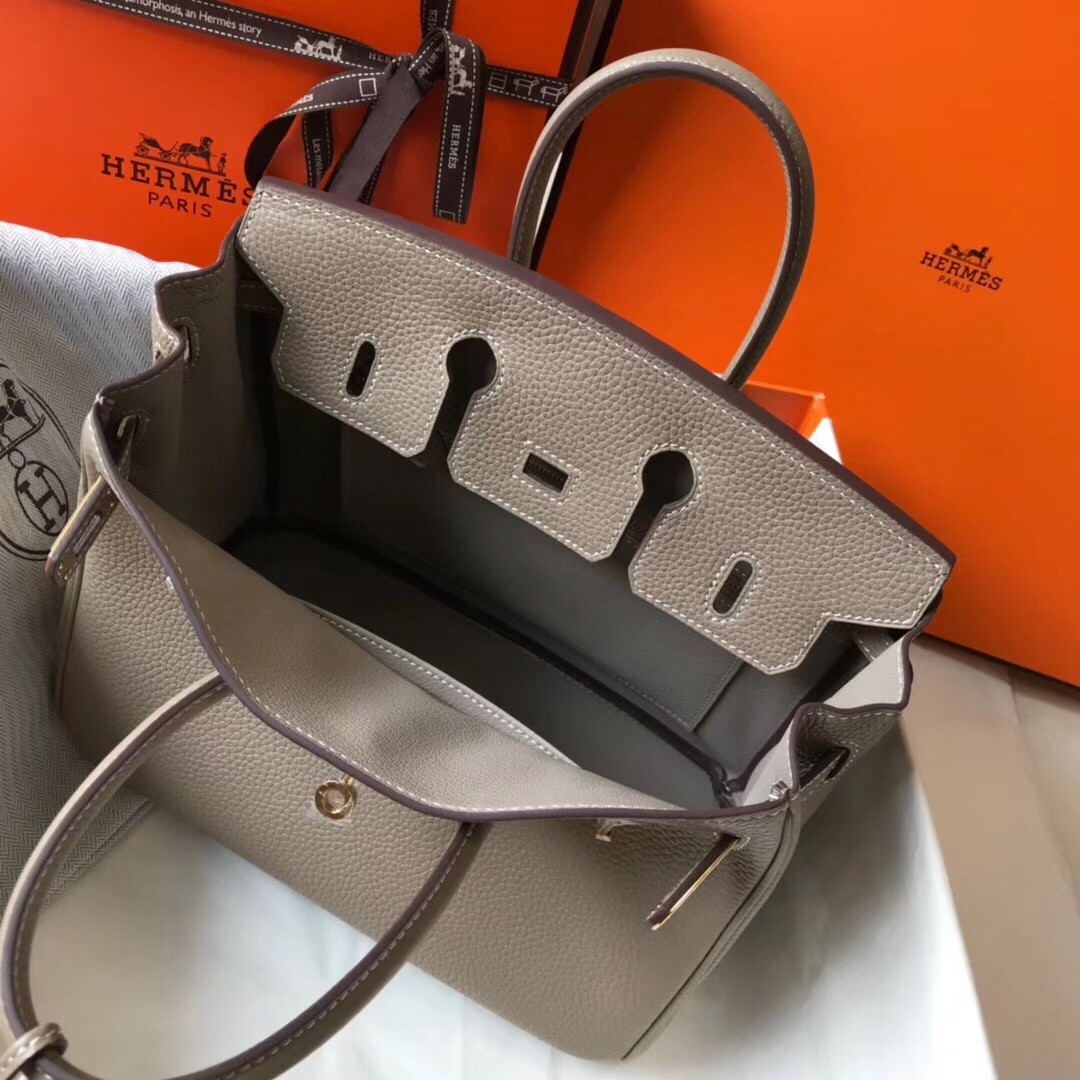 H**mes birkin 25cm bag in tourterelle clemence leather