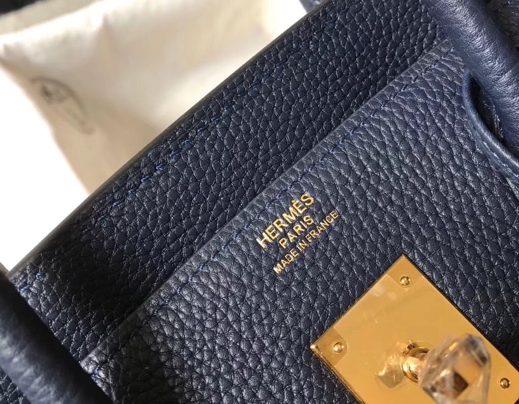 H**mes birkin 30cm bag in dark blue clemence leather