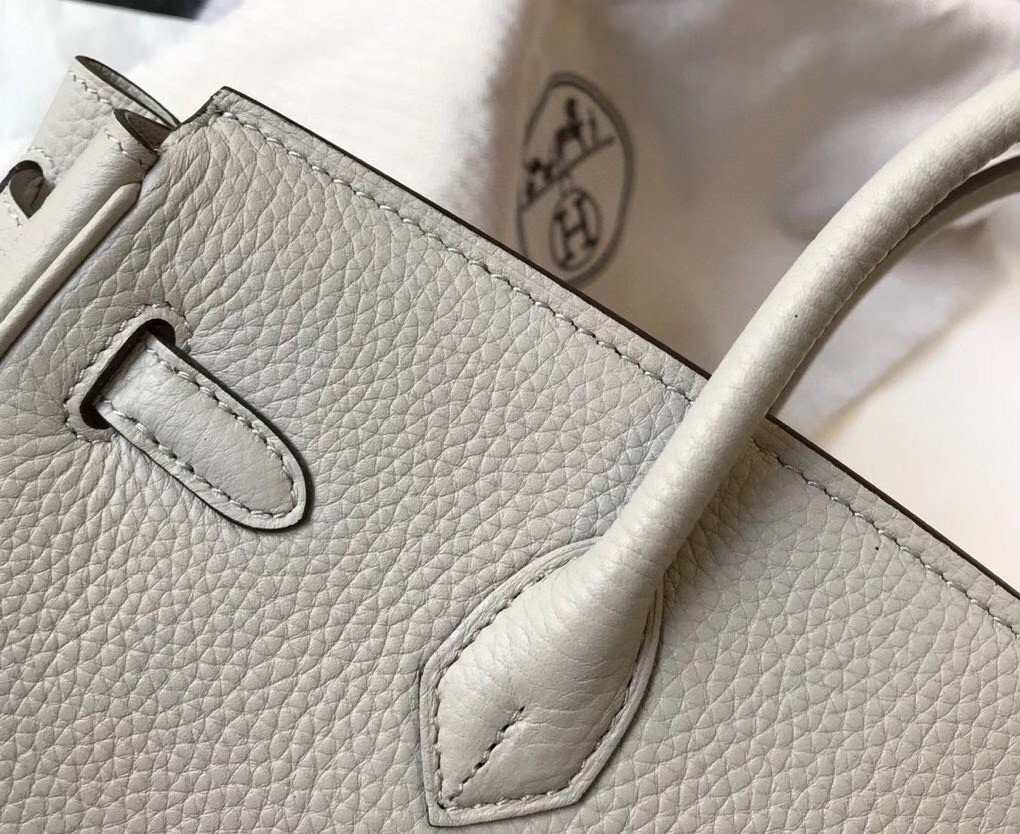 H**mes pearl grey clemence birkin 30cm bag ghw