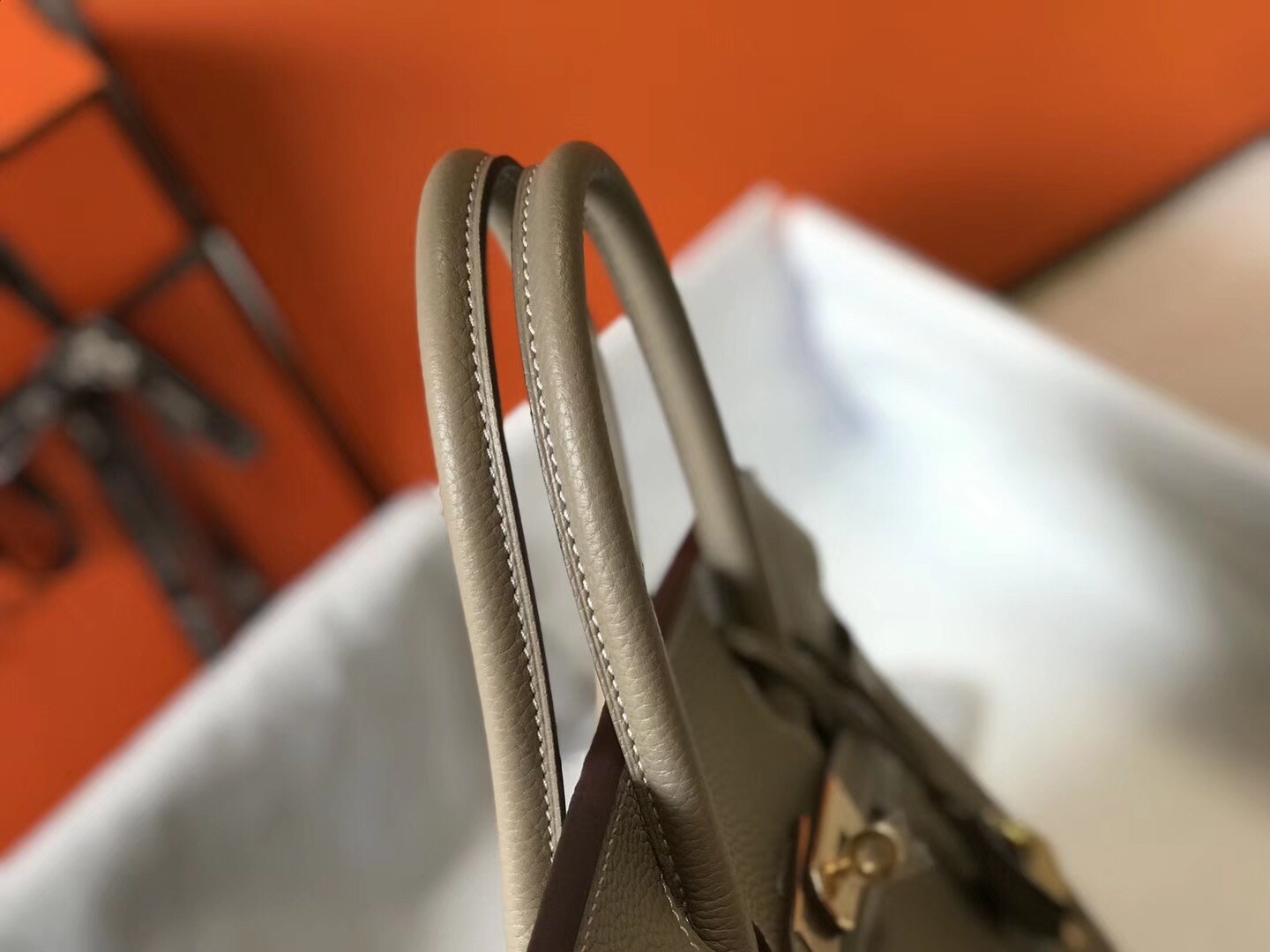 H**mes birkin 30cm bag in tourterelle clemence leather