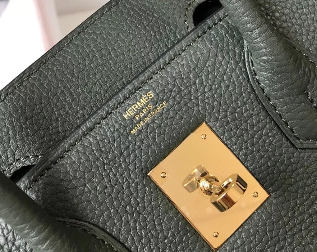 H**mes vert fonce clemence birkin 30cm bag ghw
