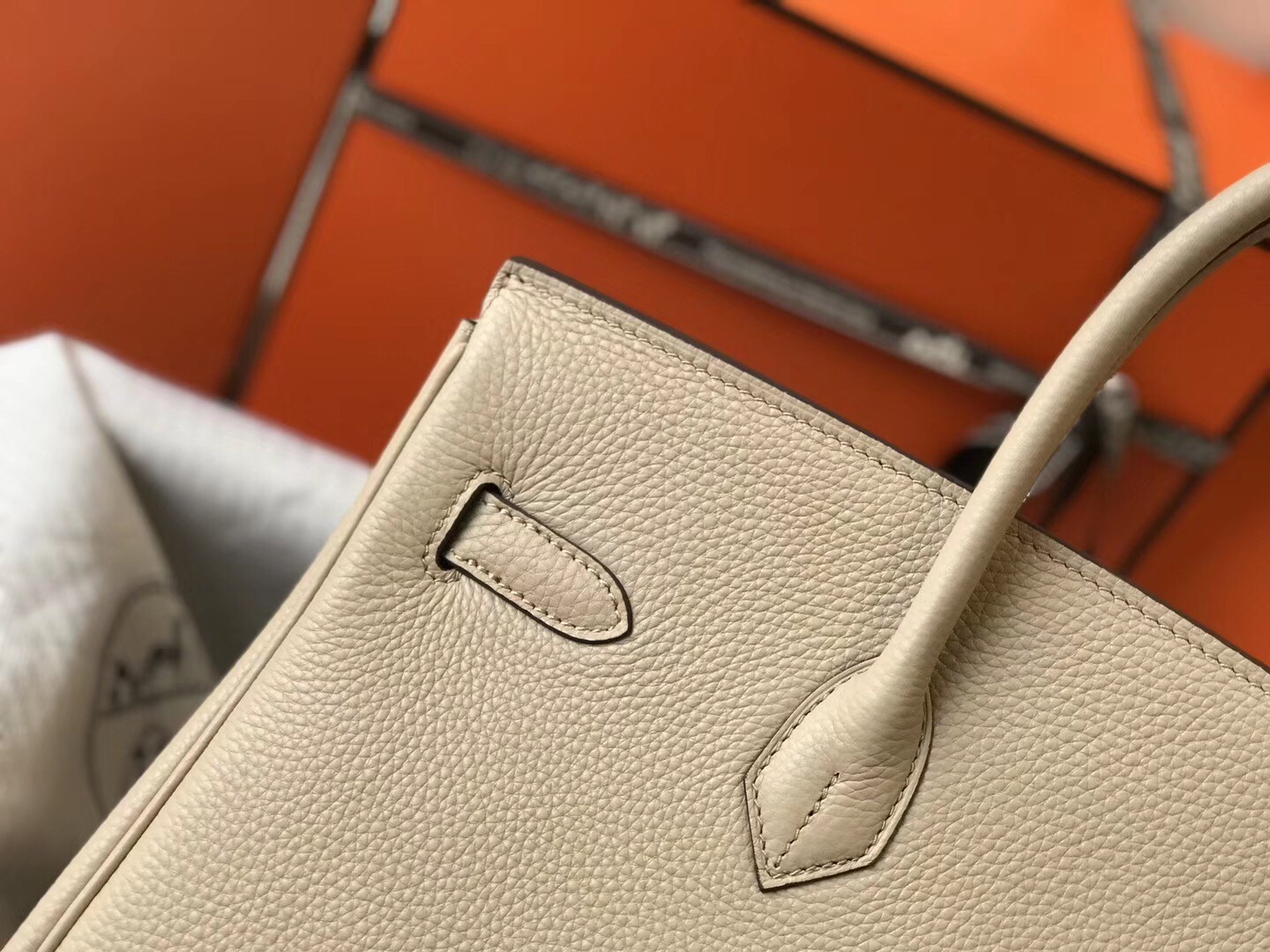 H**mes birkin 35cm bag in argile clemence leather