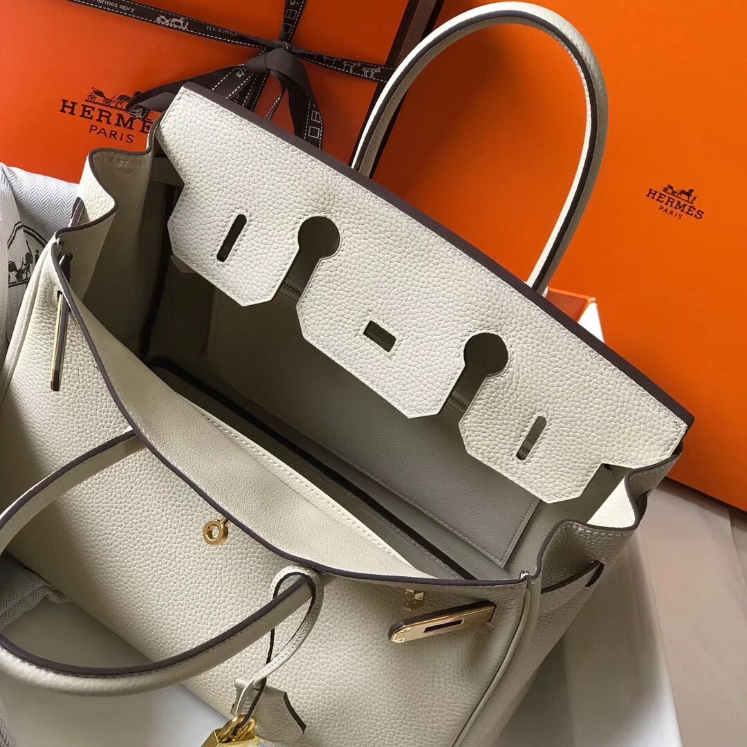 H**mes birkin 35cm bag in beton clemence leather