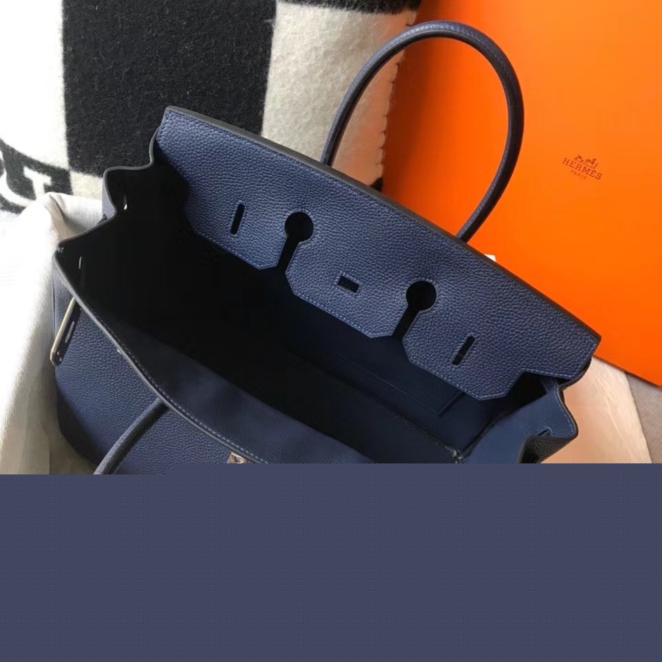 H**mes birkin 35cm bag in navy blue clemence leather