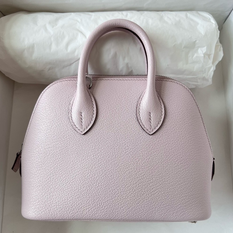 H**mes bolide 1923 mini handmade bag in mauve pale chevre mysore leather