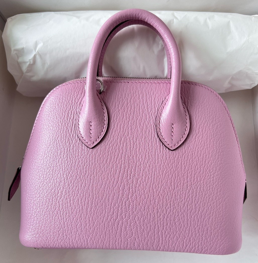 H**mes bolide 1923 mini handmade bag in mauve sylvestre chevre mysore leather