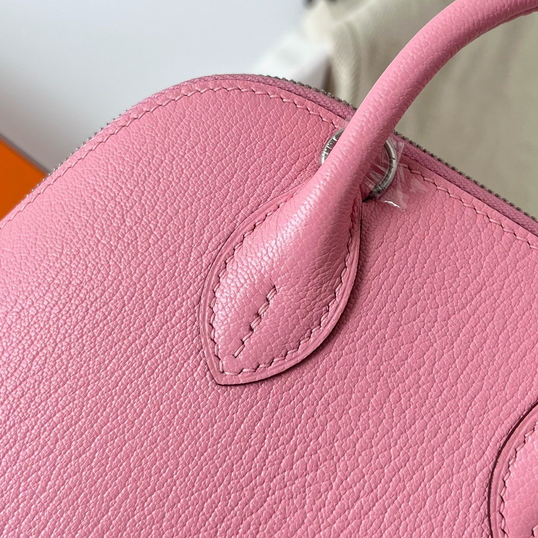 H**mes bolide 1923 mini handmade bag in rose confetti chevre mysore leather