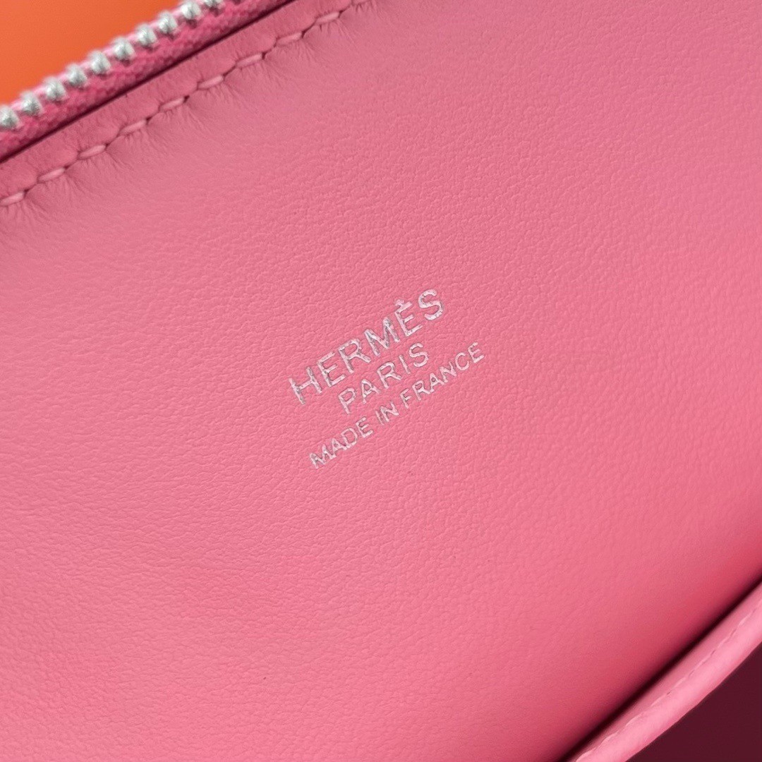 H**mes bolide 1923 mini handmade bag in rose confetti chevre mysore leather