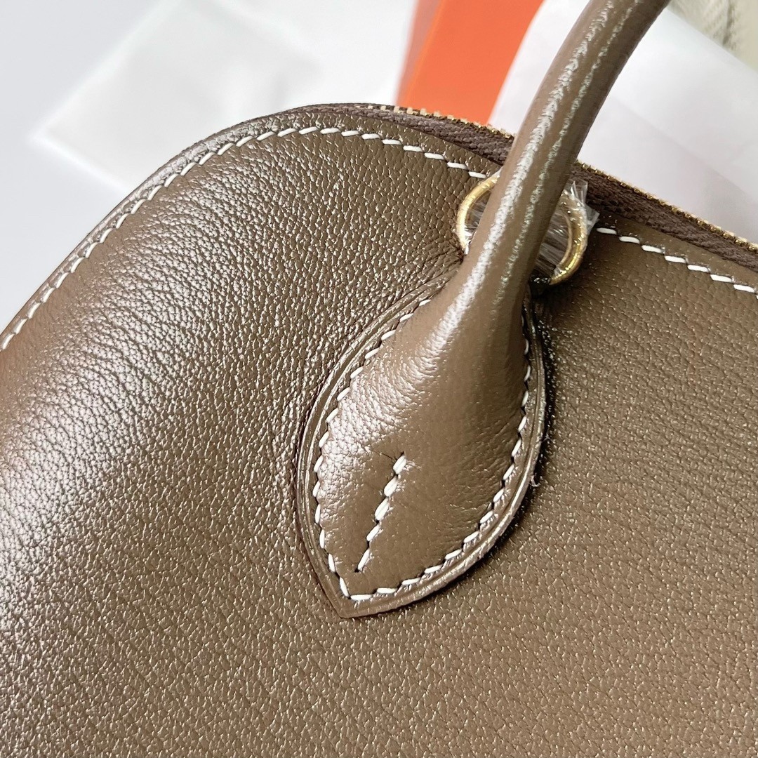 H**mes bolide 1923 mini handmade bag in taupe chevre mysore leather