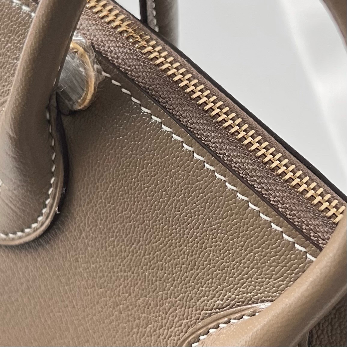 H**mes bolide 1923 mini handmade bag in taupe chevre mysore leather