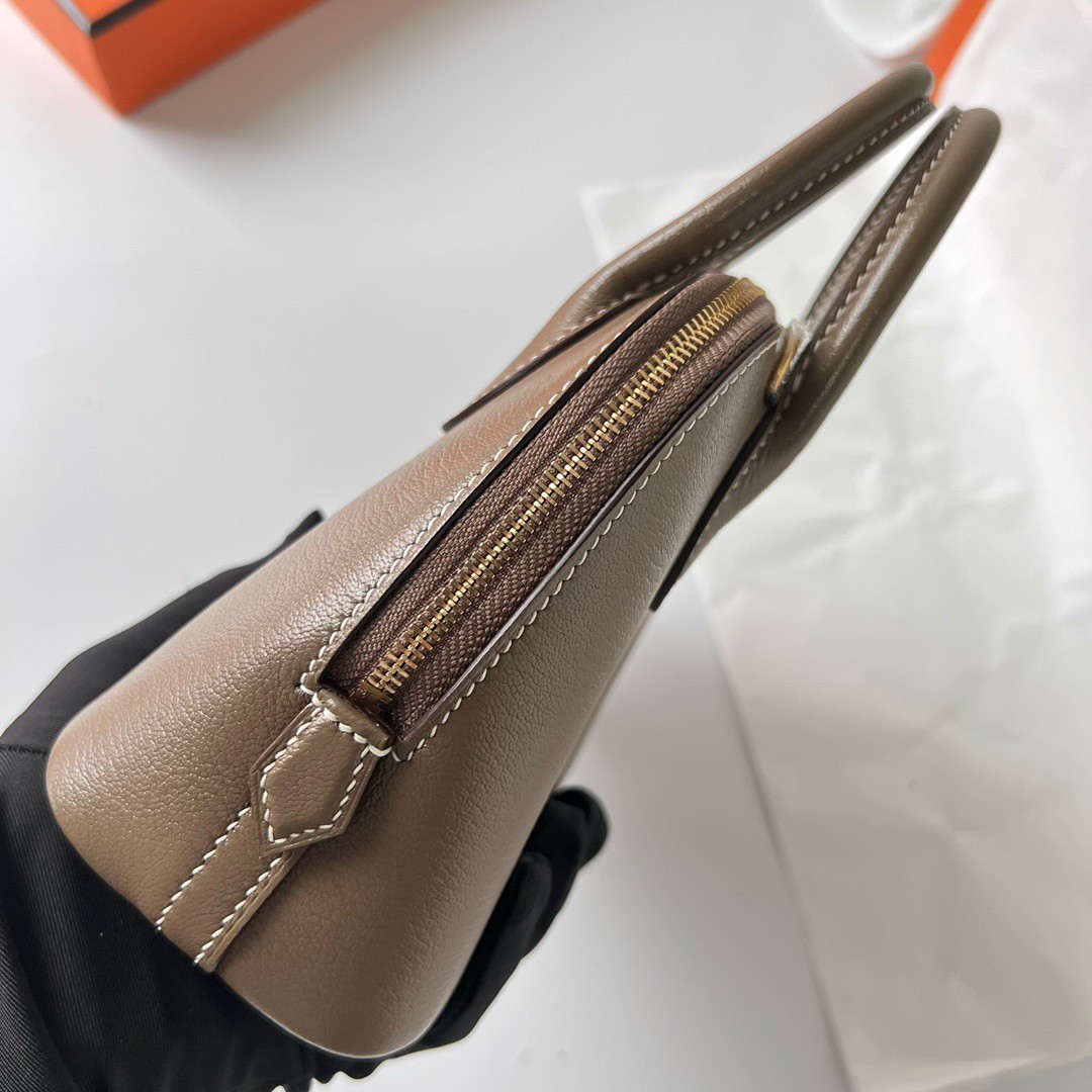 H**mes bolide 1923 mini handmade bag in taupe chevre mysore leather