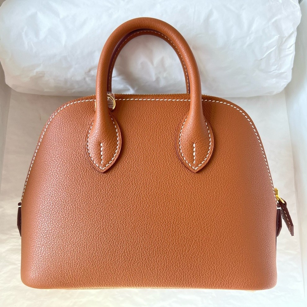 H**mes bolide 1923 mini handmade bag in gold evercolor calfskin