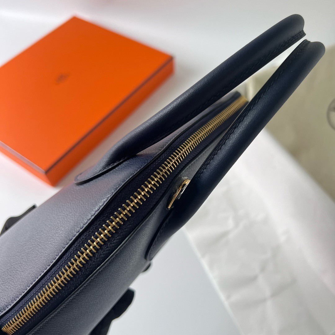H**mes bolide 1923 25 handmade bag in blue saphir evercolor calfskin