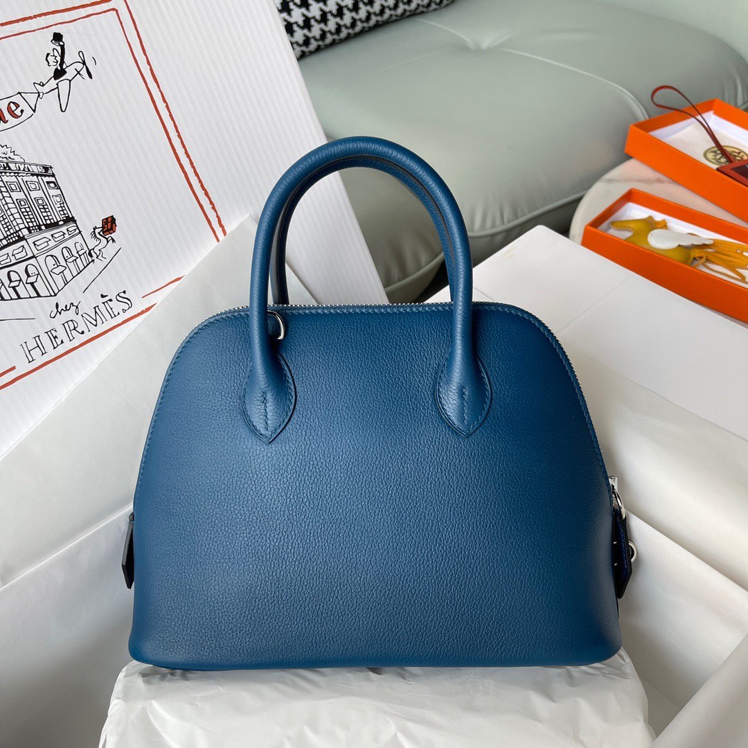 H**mes bolide 1923 25 handmade bag in deep blue evercolor calfskin