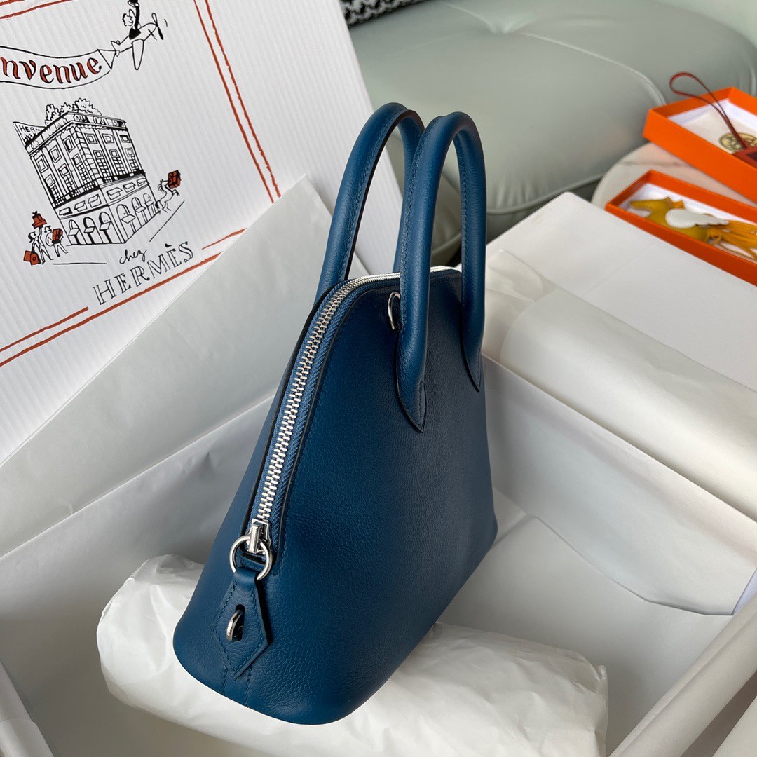 H**mes bolide 1923 25 handmade bag in deep blue evercolor calfskin