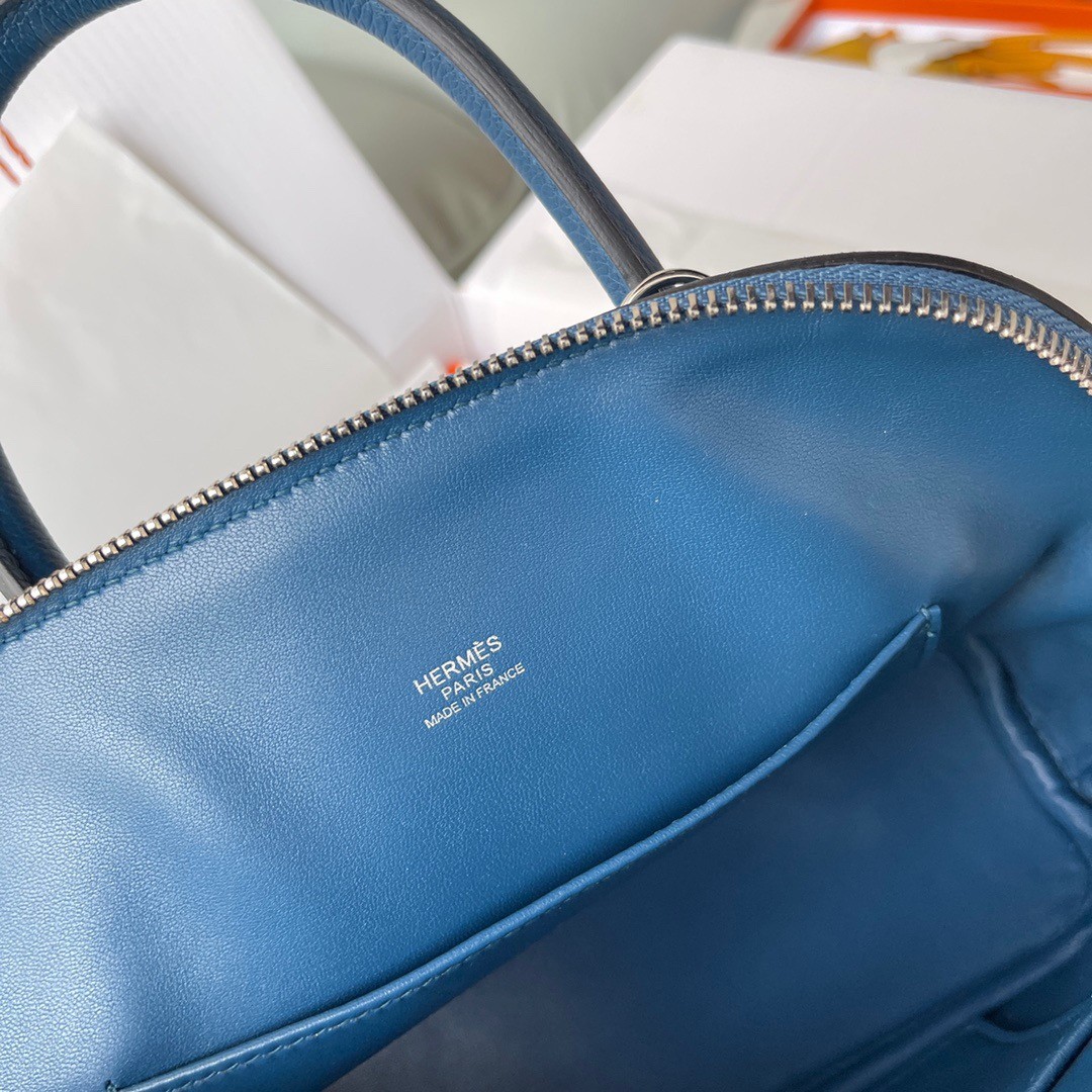 H**mes bolide 1923 25 handmade bag in deep blue evercolor calfskin