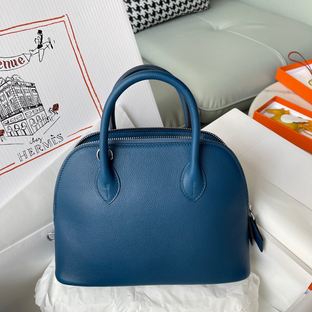 H**mes bolide 1923 25 handmade bag in deep blue evercolor calfskin