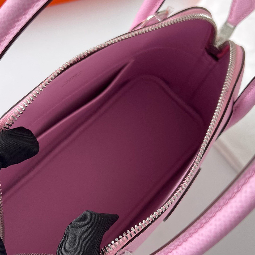 H**mes bolide 1923 27 handmade bag in mauve sylvestre epsom calfskin