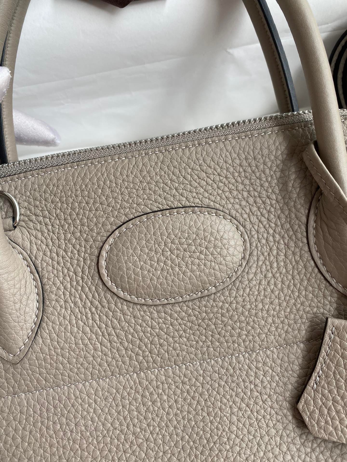 H**mes bolide 1923 31 handmade bag in gris asphalt clemence leather