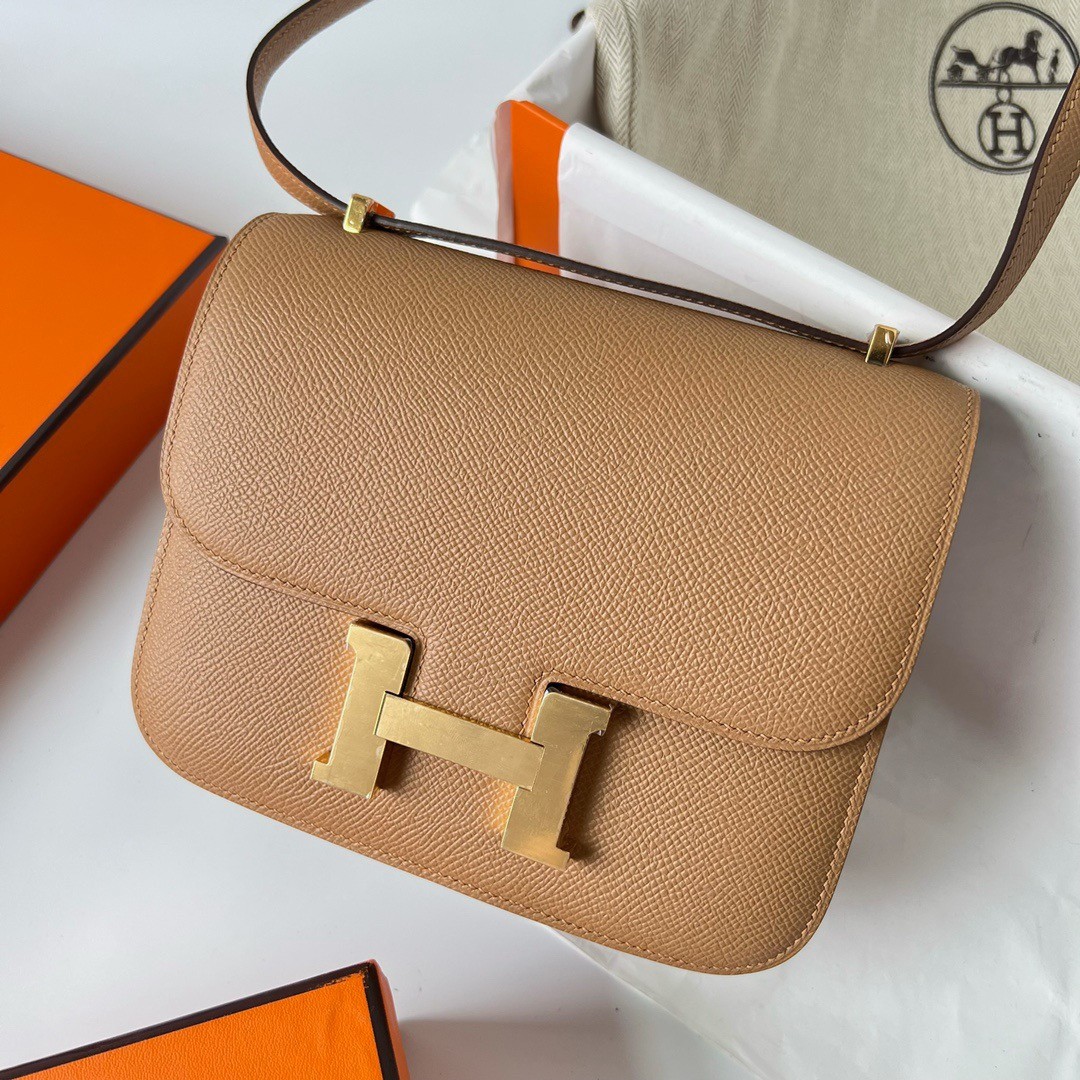 H**mes constance 18 handmade bag in chai epsom calfskin