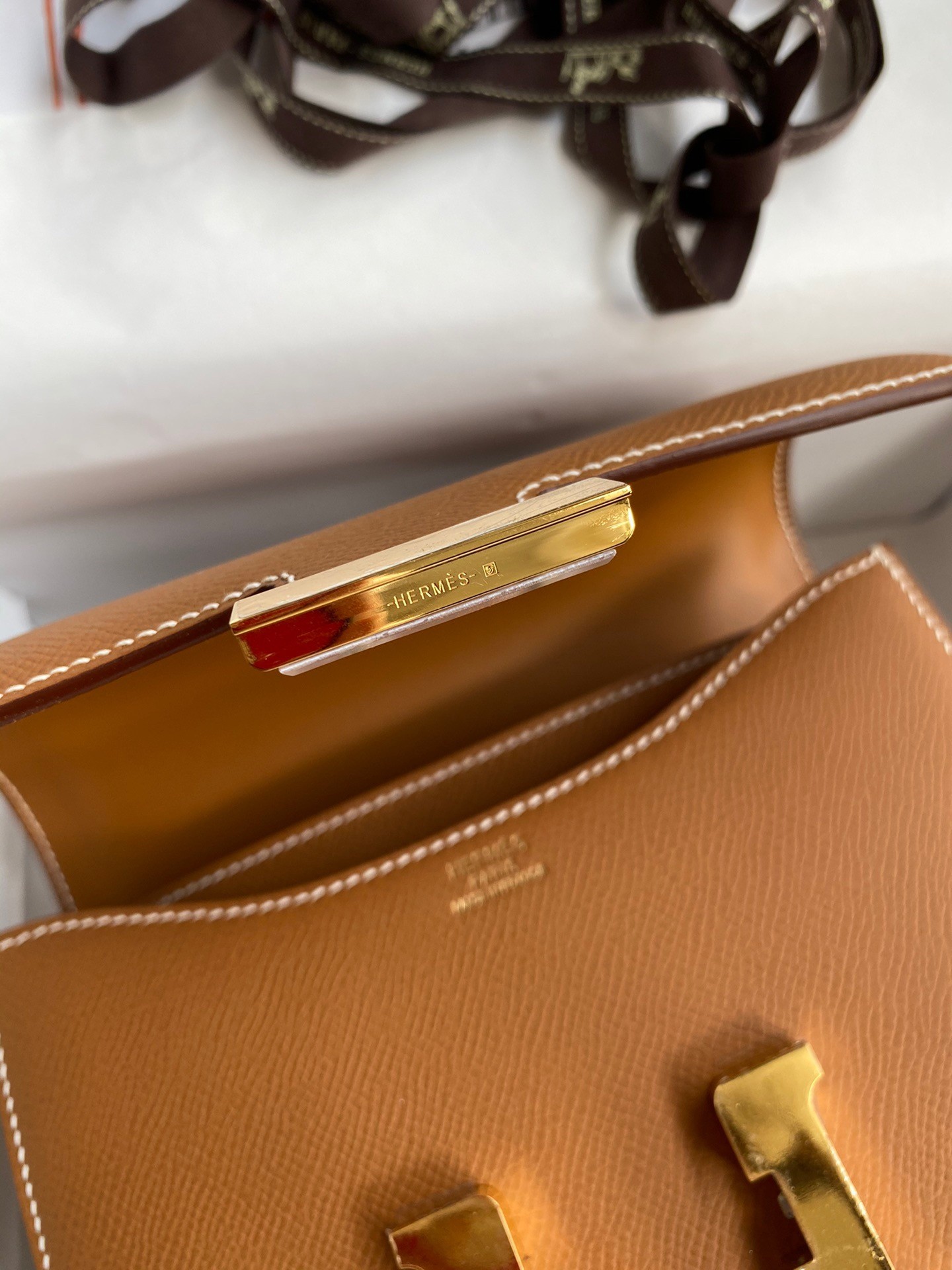 H**mes constance 18 handmade bag in gold epsom calfskin