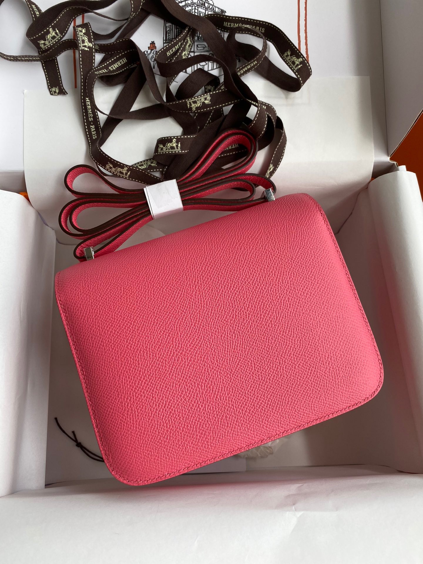 H**mes constance 18 handmade bag in rose lipstick epsom calfskin