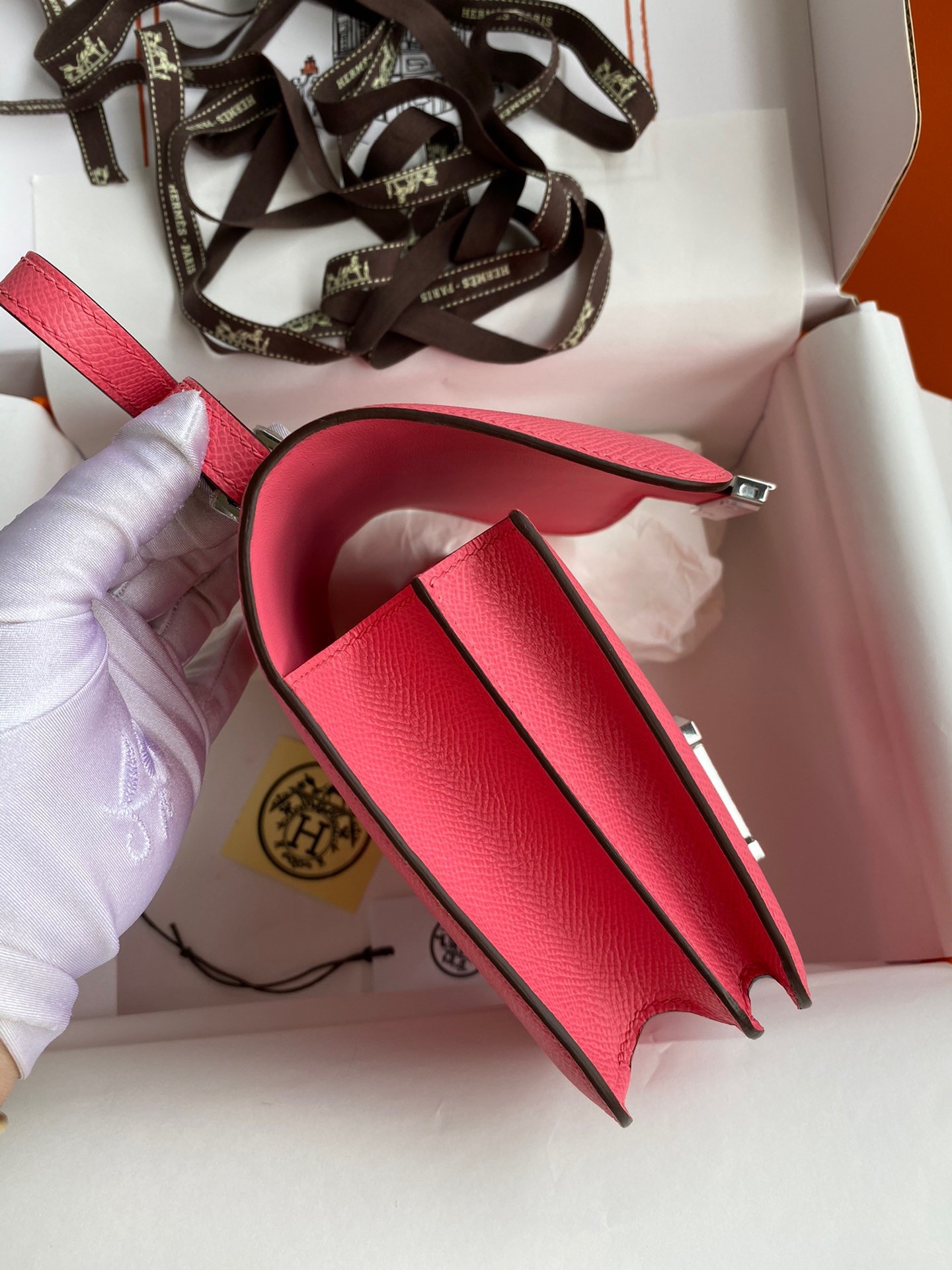 H**mes constance 18 handmade bag in rose lipstick epsom calfskin