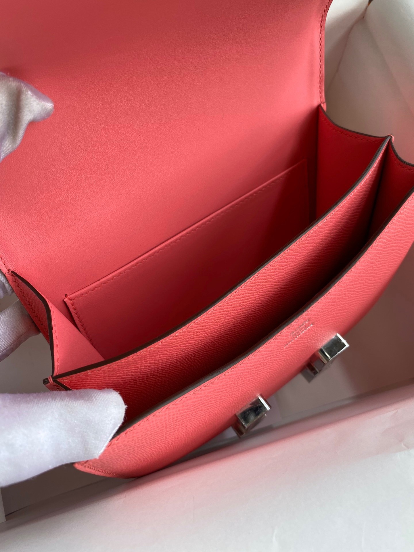 H**mes constance 18 handmade bag in rose lipstick epsom calfskin