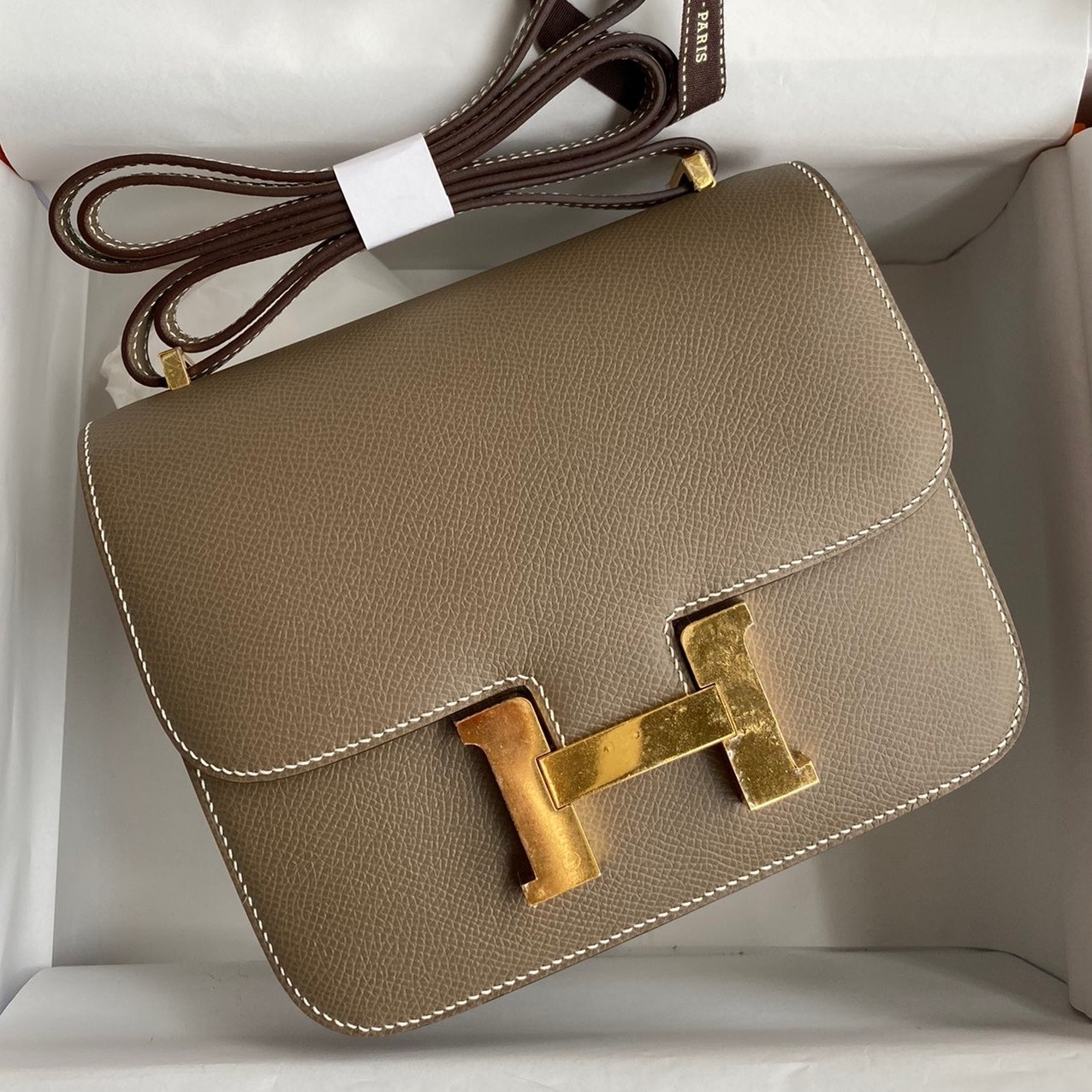 H**mes constance 18 handmade bag in tanpe epsom calfskin