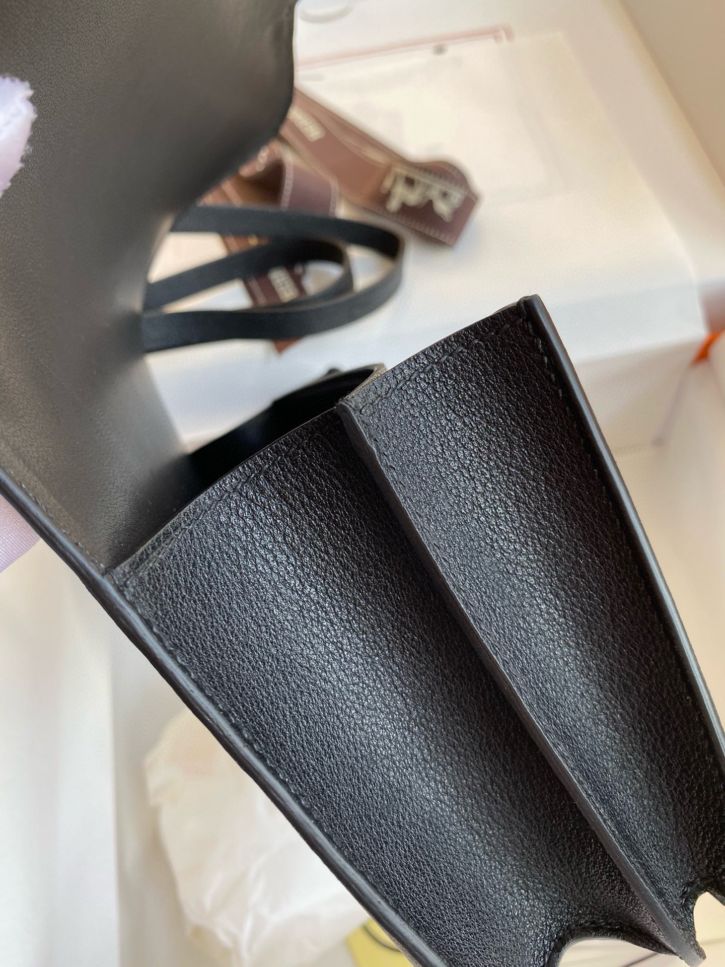 H**mes constance enamel 18 handmade bag in black swift calfskin