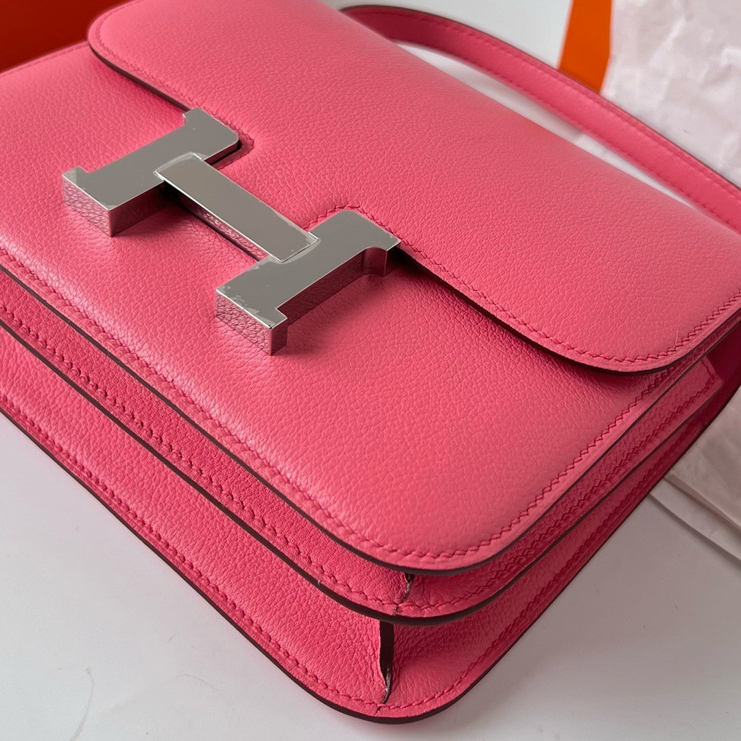 H**mes constance 18 handmade bag in rose lipstick evercolor calfskin