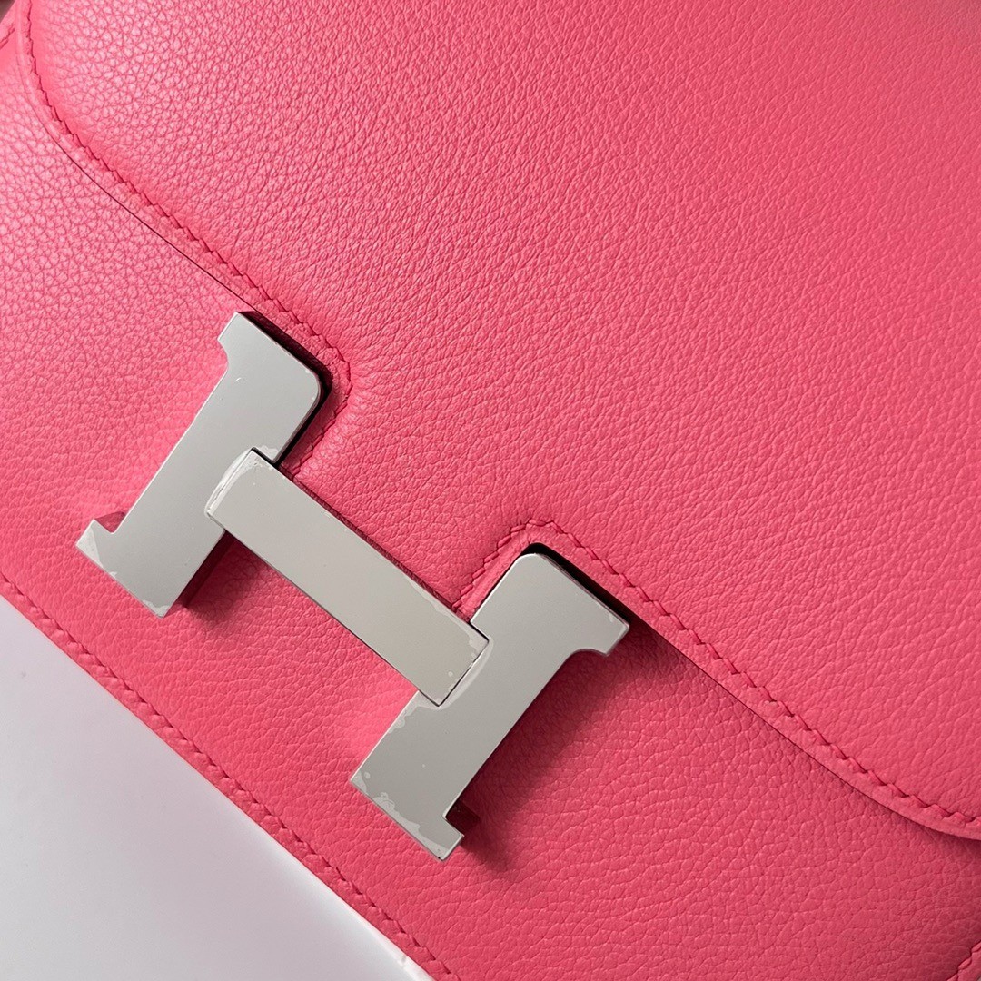 H**mes constance 18 handmade bag in rose lipstick evercolor calfskin