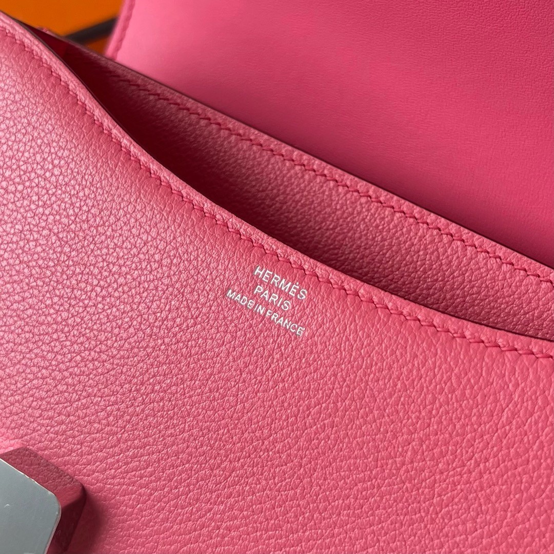 H**mes constance 18 handmade bag in rose lipstick evercolor calfskin