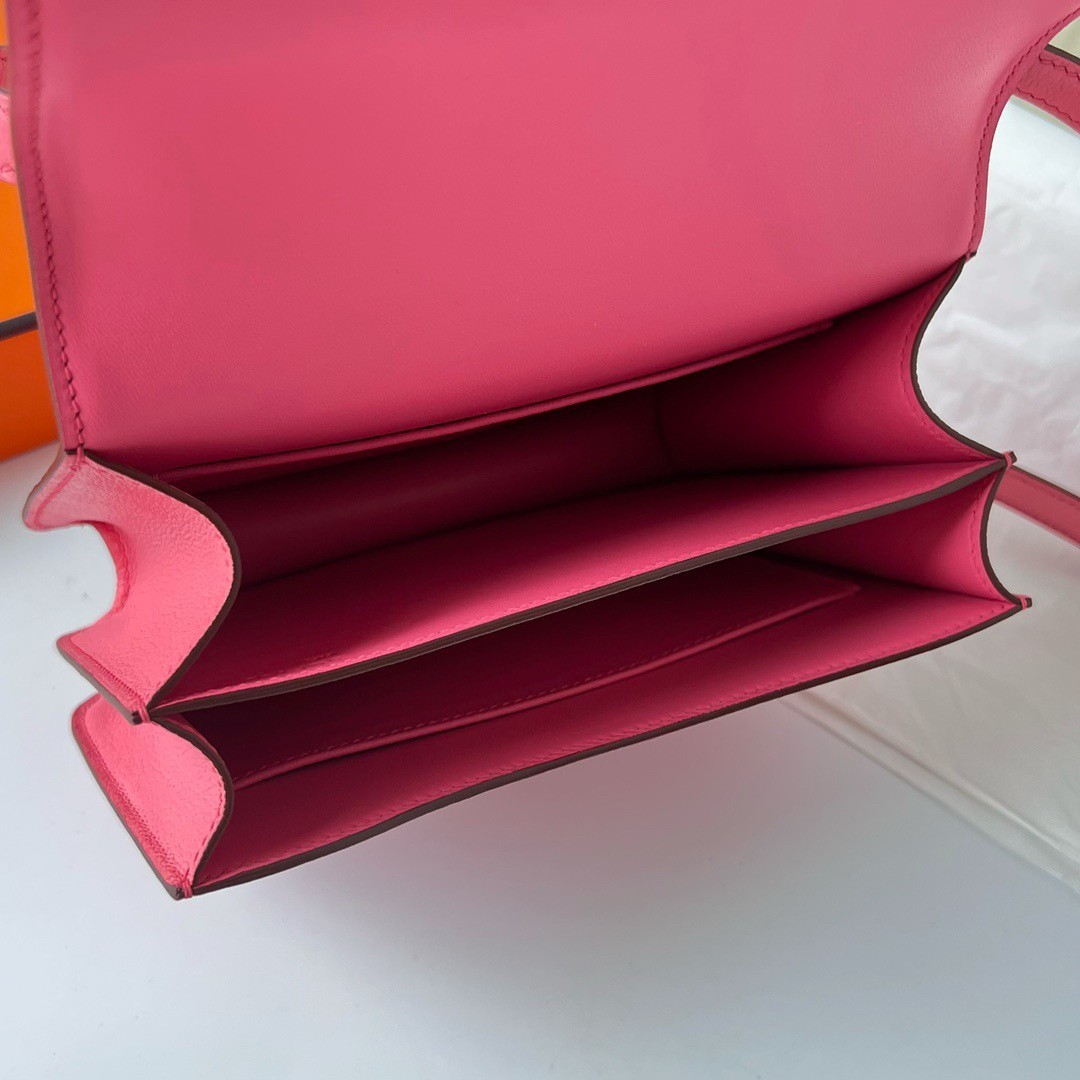 H**mes constance 18 handmade bag in rose lipstick evercolor calfskin