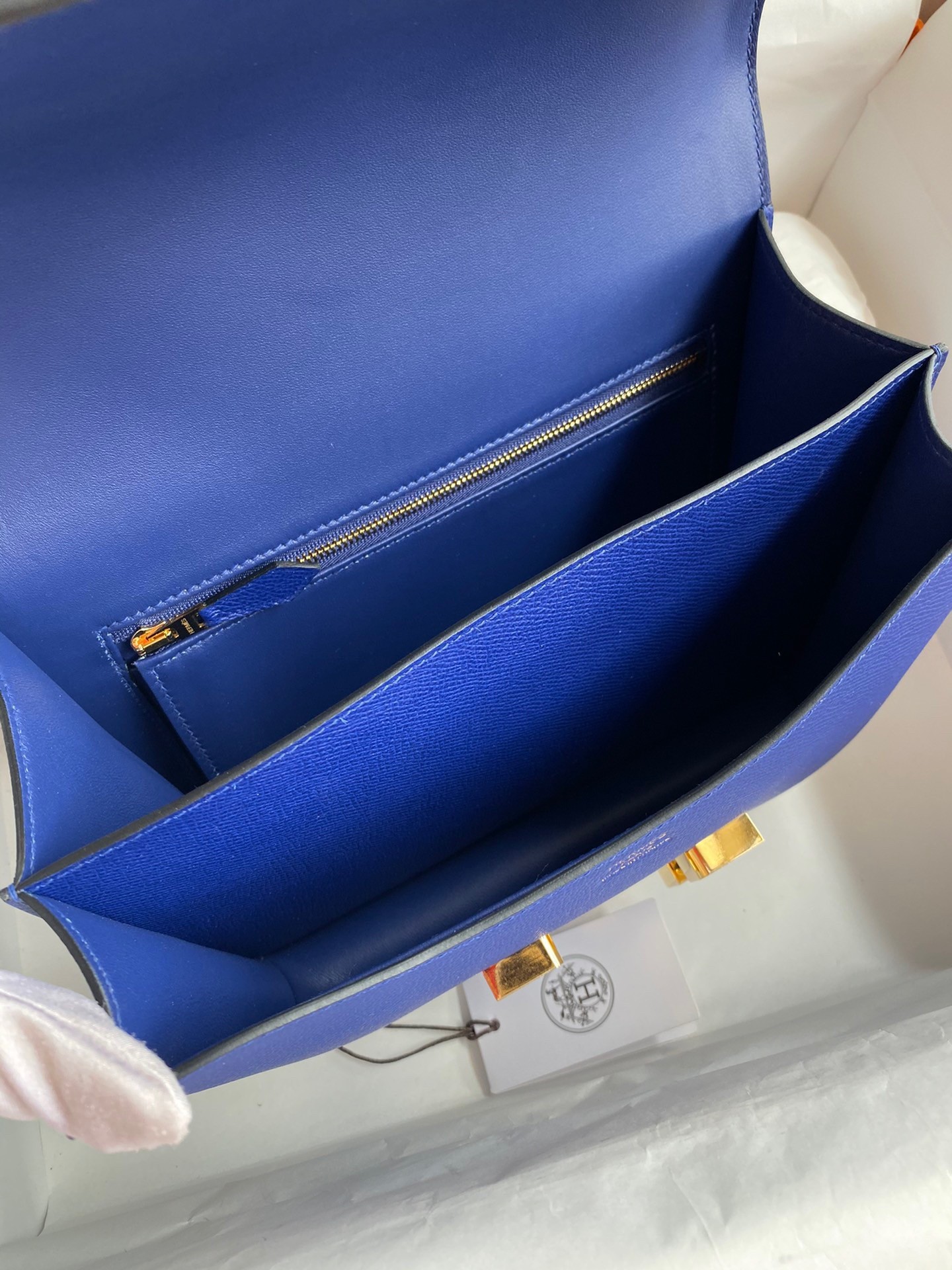 H**mes constance 24 handmade bag in blue electric epsom calfskin