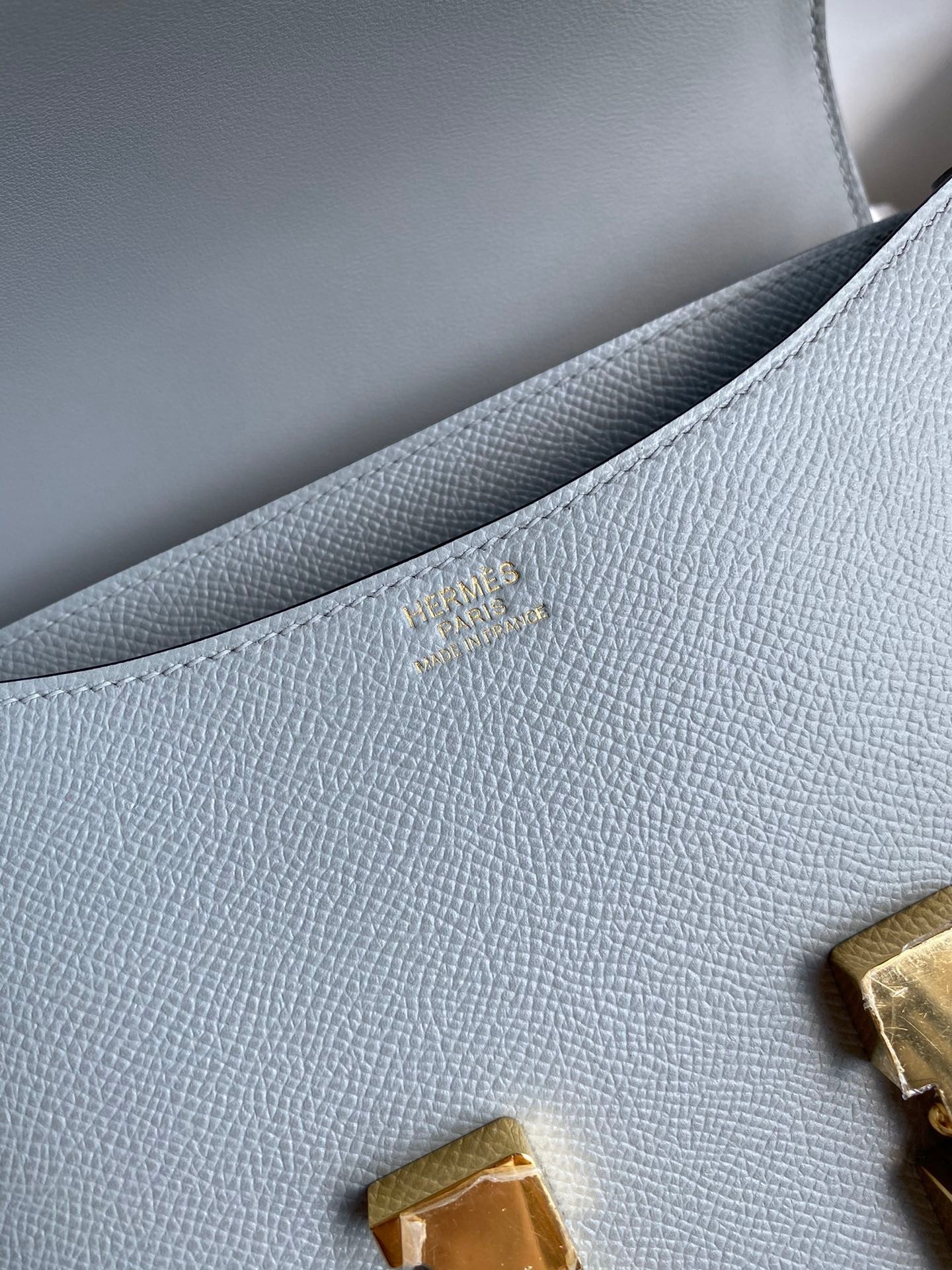 H**mes constance 24 handmade bag in blue lin epsom calfskin
